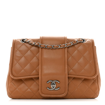 CHANEL Lambskin Quilted Elementary Chic Flap Brown