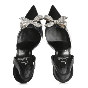 CHRISTIAN LOUBOUTIN Satin Crystal PVC Astrinodo 100 Slingback Sandals 40 Black