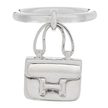 HERMES Sterling Silver Constance Amulettes Ring 49 4.75