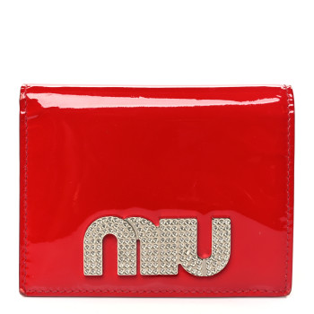 MIU MIU Vernice Crystal Logo Wallet Red