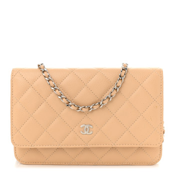 CHANEL Caviar Quilted Wallet On Chain WOC Beige