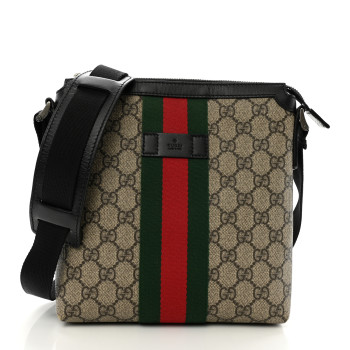 GUCCI GG Supreme Monogram Web Messenger Bag Black
