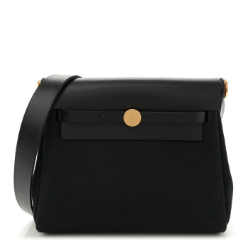 HERMES Military Toile Vache Hunter Herbag Zip Retourne 20 Black