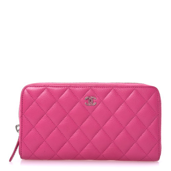 CHANEL Caviar Quilted Large Gusset Zip Around Wallet Pink