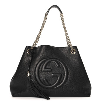 GUCCI Pebbled Calfskin Medium Soho Chain Shoulder Bag Black