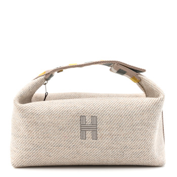 HERMES Wool Small Au Carre Bride-A-Brac Pouch Seigle