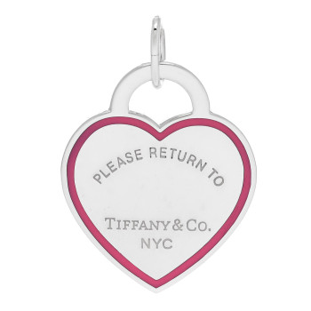 TIFFANY Sterling Silver Enamel Return to Tiffany Heart Tag Charm Pink