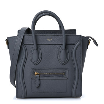 CELINE Drummed Calfskin Nano Luggage Kohl