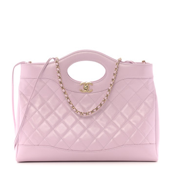 CHANEL Shiny Lambskin Quilted 31 Shopping Bag Light Purple