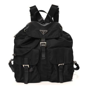 PRADA Tessuto Nylon Saffiano Medium Backpack Black