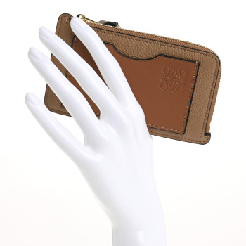 LOEWE Soft Grained Calfskin Coin Card Holder Toffee
