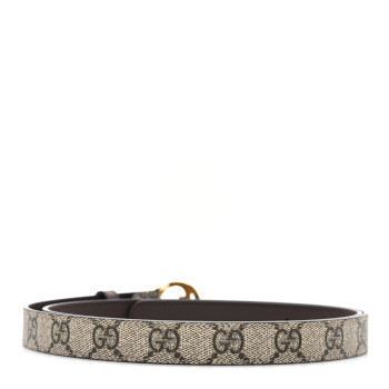 GUCCI GG Supreme Monogram Textured Dollar Calfskin Blondie 30mm Belt 100 40 Beige Ebony New Acero