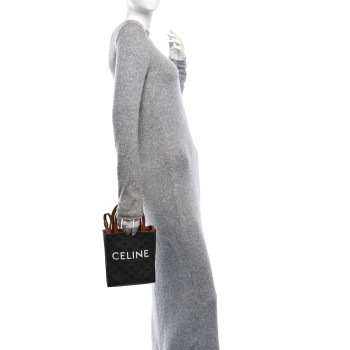 CELINE Triomphe Canvas Calfskin Mini Vertical Cabas Tan