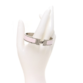 HERMES Enamel Narrow Clic Clac H Bracelet PM Rose Nymph
