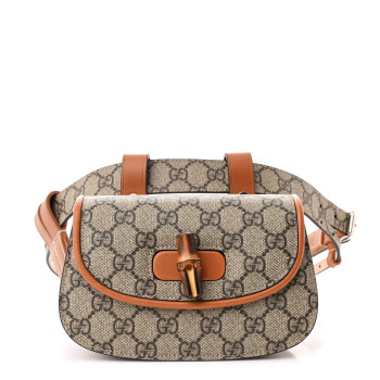 GUCCI GG Supreme Monogram Web Bamboo Mini 1947 Belt Bag 85 34  Beige