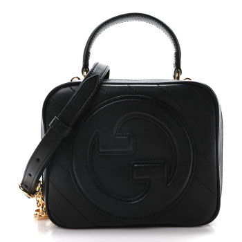 GUCCI Sakai Be Green Calfskin Diagonal Stitched Blondie Top Handle Bag Black