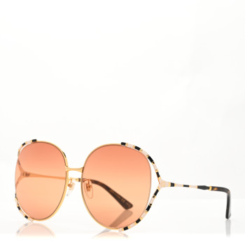 GUCCI Metal Round Frame GG0595S Sunglasses Gold Black