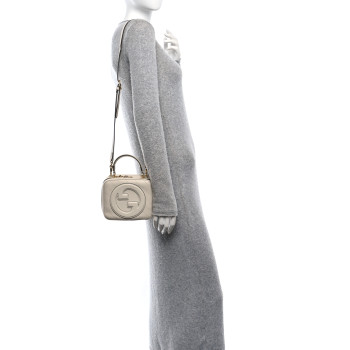 GUCCI Sakai Be Green Calfskin Diagonal Stitched Blondie Top Handle Bag Mystic White