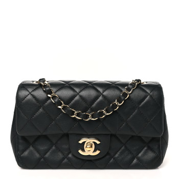 CHANEL Lambskin Quilted Mini Rectangular Flap Black