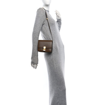 CELINE Smooth Calfskin Small Classic Box Flap Bag Camel