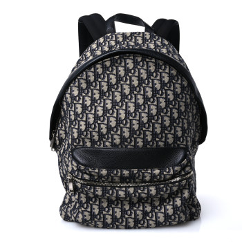 CHRISTIAN DIOR Oblique Calfskin Rider Backpack Beige Black