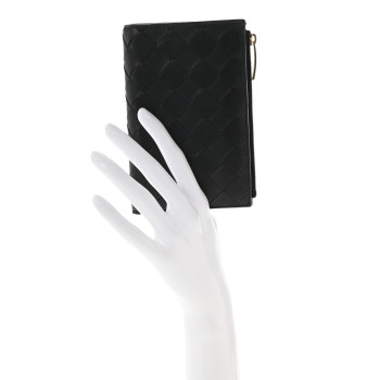 BOTTEGA VENETA Nappa Intrecciato Medium Bi-Fold Zip Wallet Black