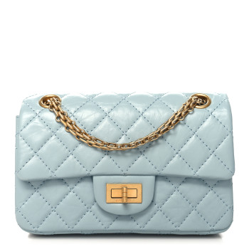 CHANEL Aged Calfskin Quilted 2.55 Reissue Mini Flap Light Blue
