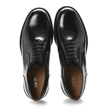 CHRISTIAN DIOR Calfskin Mens Derby Shoes 42 Black
