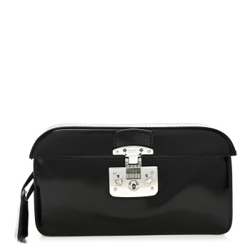 GUCCI Regent Calfskin Small Lady Lock Briefcase Clutch Black