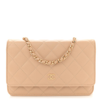 CHANEL Caviar Quilted Wallet on Chain WOC Beige