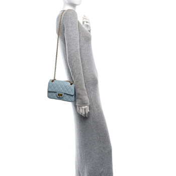 CHANEL Aged Calfskin Quilted 2.55 Reissue Mini Flap Light Blue