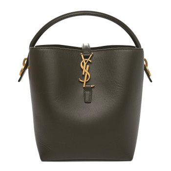 SAINT LAURENT Shiny Calfskin Le 37 Bucket Bag Deep Musk