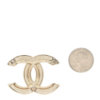 CHANEL Crystal CC Brooch Light Gold