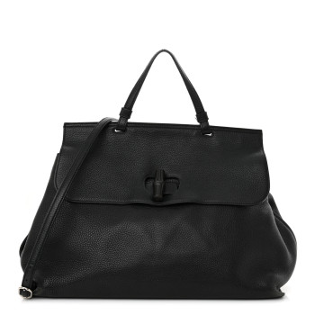 GUCCI Cellarius Calfskin Large Bamboo Daily Top Handle Bag Black