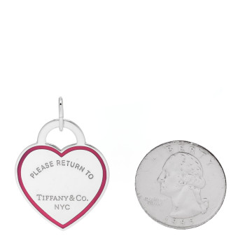 TIFFANY Sterling Silver Enamel Return to Tiffany Heart Tag Charm Pink