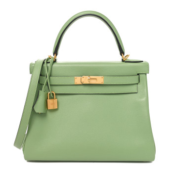 HERMES Evercolor Kelly Retourne 28 Vert Criquet