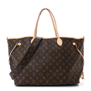 LOUIS VUITTON Monogram Stamped Inside Out Neverfull Bandouliere GM Beige