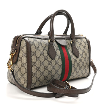 GUCCI GG Supreme Monogram Web Medium Ophidia Boston Brown