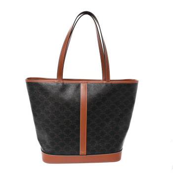 CELINE Triomphe Canvas Calfskin Medium Cabas Bag Tan