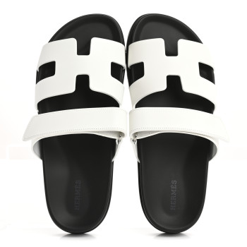 HERMES Calfskin Womens Chypre Sandals 40.5 White