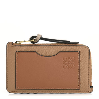 LOEWE Soft Grained Calfskin Coin Card Holder Toffee