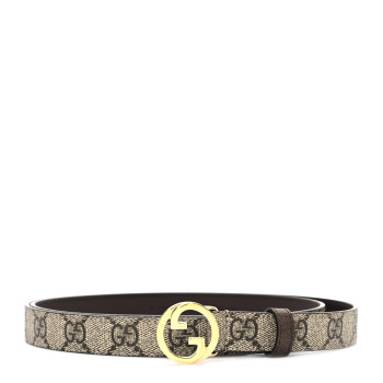 GUCCI GG Supreme Monogram Textured Dollar Calfskin Blondie 30mm Belt 100 40 Beige Ebony New Acero