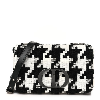 CHRISTIAN DIOR Tweed Macro Houndstooth Small Caro Bag Black White