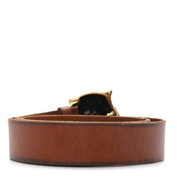 GUCCI Calfskin Brass Feline Buckle Belt 90 36 Toscano