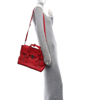 3.1 PHILLIP LIM Textured Calfskin Medium Pashli Satchel Red