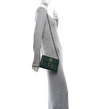 GUCCI Calfskin Garden Dionysus Chain Wallet Emerald