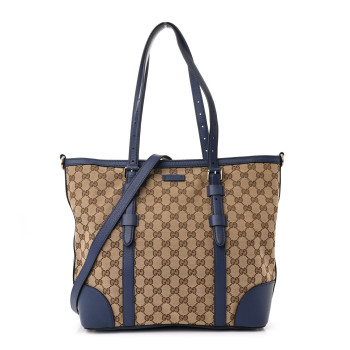 GUCCI Monogram Cellarius Calfskin Tote Beige Ebony Blue