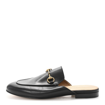 GUCCI Calfskin Womens Princetown Slippers 37 Black