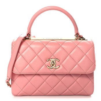 CHANEL Lambskin Quilted Small Trendy Chain CC Dual Handle Flap Bag Light Pink