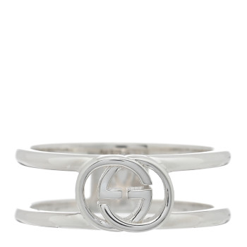 GUCCI Sterling Silver 6mm Interlocking G Open Band Ring 47 4.25